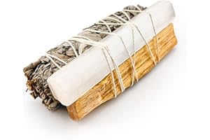 AROMASENSES | Atadillo de Salvia Blanca + Palo Santo Natural + Selenita | Salvia Blanca Natural Sin Tóxicos, Ecológica | Kit de Limpieza Energética para Hogar y Más Espacios | Protección y Curación