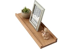 OAKERLAND Schweberegal Eiche Massiv Bilderleiste Holz 50cm Klein Wandregal für Küche, Wohnzimmer, Schlafzimmer, Badezimer