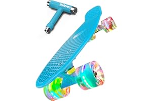 D DELEVEN Deleven Monopatín 56cm con Ruedas LED, Herramienta de Skate y Rodamientos ABEC 7 - Skateboard para Niños Principiantes Adolescentes Adultos