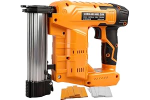 18GA sladdlös spik kompatibel med Dewalt 18 V 20 V batteri, uppgraderat 2-i-1 trådlös spikpistol, häftpistol, häftpistol med 1 000 spikar och 1 000 häftklamrar för hemförbättring och träbearbetning