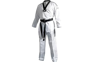 Adidas Adi Fighter Eco - Tuta da Taekwondo, a righe, colore: Nero