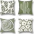 Aimeur Throw Pillow Covers 18x18, Set of 4 Square Throw Pillow Cover Protector Cushion Covers Pillowcase Home Decor Decorations for Sofa Couch Bed Chair Car (Green 1)