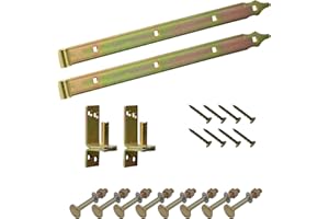 BRESKO Ladenband mit Kloben und Schrauben Set gelb verzinkt 300-800 mm Torband Türband Scharnier Tor Gartentor (600x35 mm - Ø 13 mm)