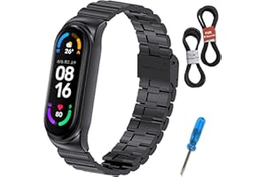 MIJOBS Correa de Metal para Xiaomi Band 6 Pulsera Miband 5/4/3 Correas de Reloj Miband 6 Correa de Acero Inoxidable Pulsera de Repuesto Compatibles con Xiaomi Mi Band 6/5/4/3 Correa de Metal