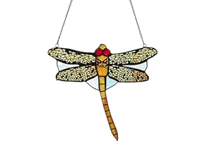 KARHUIMOYI Yaloyi Dragonfly Stained Glass Window Hangings Tiffany Style Suncatcher for Window Ornament 8.9" x 7.9"