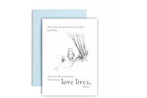Huxters Sympathy Card – Pooh and Piglet Loss and Remembrance – Never from Your Heart – Sorry for Your Loss, Thinking of You, Condolences (Heart)