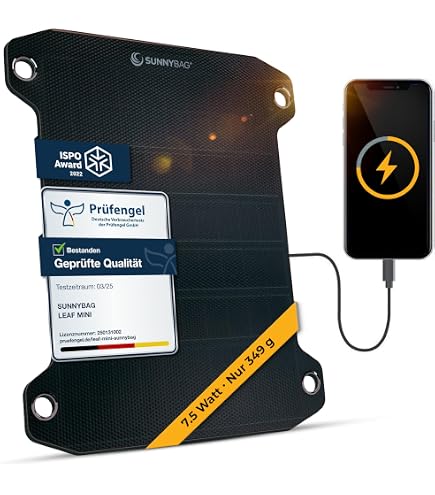 Produktbild von Marhynchus Tragbares Solarpanel 10 W – USB, DC 12V, Typ-C – Für Handy, Camping, Wandern, Outdoor – Leicht & Kompakt