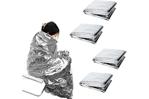 VDFJEK 4Pcs Foil Blanket, 130x210cm Foil Blankets, Silver Emergency Blanket Foil, Survival Blanket, Space Blanket, Emergency Foil Blanket, Heat Foil Protection Blankets, for Camping Hiking Outdoor Survival