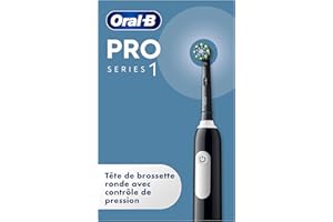PROCTER & GAMBLE Oral-B Pro 1 Brosse À Dents Électriques Pour Adulte, Contrôle De Pression, Tête Ronde Pour Protéger Et Nettoyer Des Gencives Sensibles, 1 Embout De Recharge, 1 Chargeur, Conçue Par Braun, Noire