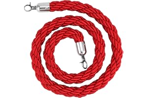 QWORK® 1.5 m Rotes Flexibarrier Absperrkordel, Kordel für Warteschlangen, für Hotels, Clubs, Banken und Veranstaltungen