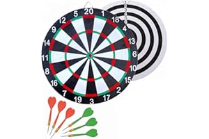 ELAELA Diana de Dardos de 40 cm, Incluye 6 Dardos con Puntas de Metal clásicas y Blancas jugables, Ideal para Toda la Familia