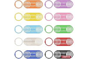 ANGELEMM 100PCS Metal Binder Book Rings, Colourful Index Card Rings 30mm Metal Loose Leaf Binder Rings Paper Notebook Rings Flash Card Rings Key Chains for School Office Home