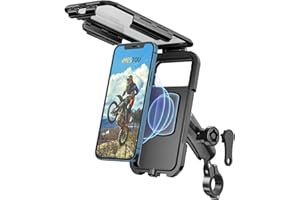 iMESTOU Impermeable IP67 Soporte Moto Carga Inalambrica con Qi/USB C 3.0 Cargador,Manillar Soporte del Teléfono con Base de Bola de 25mm para 5.5"-6.8" Smartphones hasta 11 mm de Espesor (L)