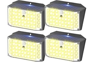 SIGRILL Luz Solar Exterior,IP67 Impermeable Luz Solar Exterior con Sensor de Movimiento,3 Modos Luces Solares Led Exterior Jardin,Blanco Cálido Focos Led Exterior Solares (4 paquetes)