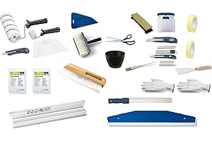 HAESA_WORKING_TOOLS Birsppy Premium Tapezierset 27 TLG. Schneidehilfe Andrückspachtel Schere Andrückwalze Vliestapezierset