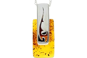 SILVERAMBER JEWELLERY Genuine Baltic Amber & Sterling Silver Modern Pendant without Chain - GL294