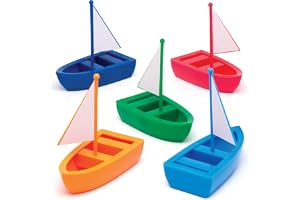 Baker Ross plastsegelbåtar (förpackning med 5) i 5 röda, marinblå, grön, orange och