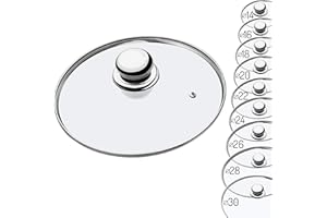 KADAX Tapa de Vidrio Resistente al Calor para Ollas, Sartenes y Cacerolas, Tapa de Cristal con Borde de Acero, Mango Ergonómico y Orificio de Ventilación (20 cm)