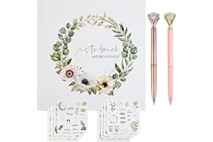 DYMHQ Libri degli Ospiti Matrimonio, 120 Pagine Bianco Libro degli Ospiti di Nozze, Copertina Rigida Libro di Nozze con Adesivo e Penna a Sfera, Libro degli Ospiti con Copertina Rigida per I Ricordi