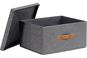 LOVE !T STORE !T LOVE IT STORE IT Premium pudełko do przechowywania materiału z pokrywką – wykonane z wysokiej jakości lnu – wzmocnione drewnem – bardzo duże i stabilne – szare – 43 x 33 x 21 cm