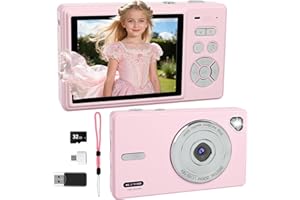 CETOON Digital Camera 4K - Autofocus Compact Cameras with 32GB SD Card 44MP Portable Mini Small Photo Camera with 2.8" LCD Screen 18X Digital Zoom Vlogging Camera for Students, Teens, Beginners (Pink)