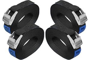 ‎BB SPORT Pas mocujący pasy zabezpieczające spinające bagaż - czarny pasek - o różnych długościach i ilościach do wyboru nośność do 250 kg DIN EN 12195-2, 4 sztuki 2.5 cm x 4 m