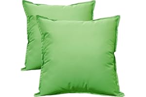 Olivia Rocco Lot de 2 housses de coussin imperméables, respirantes - Pour extérieur, jardin, terrasse, banc, canapé, mobilier, intérieur, salon, lit, chaise - 43 x 43 cm - Vert citron