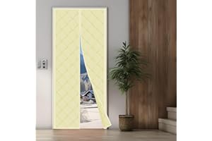 idudao Magnetic Waterproof Thermal Door Curtain for Winter, 90x210cm, Insulated Blackout Door Cover,Yellow