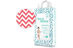 Kim & Kimmy Eco Nappy Pants Size 6 (15-20 kg) 40 Disposable Nappy Pants - 12 Hour Leak Protection, No Rashes, Hypoallergenic, Ultra-Soft & Highly Absorbent - Zig Zag Swag