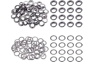 Swpeet Lot de 200 œillets métalliques épais pour toile, cuir, rideaux - 10 mm