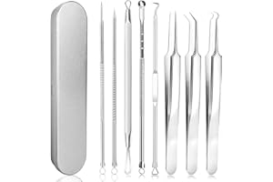 JEJA Narzędzie do usuwania wągrów, pryszczy i pryszczy - narzędzie do wyciskania zaskórników, igła do trądziku, pęseta do pielęgnacji nosa, twarzy, stal nierdzewna, 8 szt