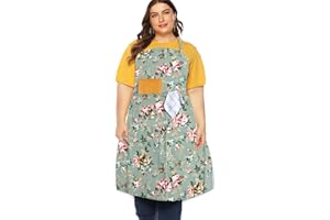 FanChose Plus Size Aprons for Women with Pockets, Men Cotton Kitchen Apron, Canvas Cooking Apron for Barber, Baking, Cooking, Painting, Garden Gardening, Cleaning, BBQ