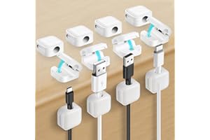 aceyoon Uchwyt na kable, biurkowe, 12 magnetycznych biurek, do zarządzania kablami, samoprzylepne, na biurko, urządzenia kuchenne, kabel sieciowy, kabel do ładowania USB C itp