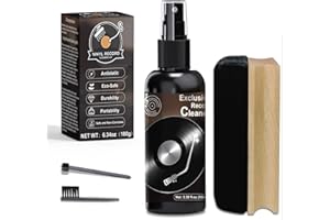 DINGSEN Vinyl Record Cleaner Kit - Complete 4-in-1 Vinyl Records Cleaning Kit-100ml vinyl record cleaner, Soft Velvet Record Brush, straight handle brush and round head brush