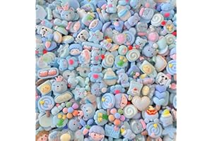 ULALAZA 100pcs carino ciondoli slime set misto resina flatback per fai da te creazione e ornamento scrapbooking perline assortiti caramelle natale traliccio kit di ornamenti in resina fare forniture