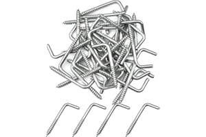 burkfeeg 40 Pz Ganchos en L de Acero Galvanizado Gancho en Forma de L Tornillos Angulares Ganchos de Acero al Carbono Autorroscantes(40 × 15mm)