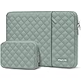 MOSISO Laptop Case 13.3 inch, 13-14 inch Laptop Sleeve Bag Compatible with MacBook Air/Pro 13 / Pro 14, HP Dell ASUS Notebook, Square Quilted Vertical Computer Bag with Pocket&Small Case,Antique Green