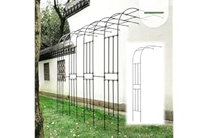 ALKOY Garden Arch with Plant Black Metal Half Arch Outdoor Garden Wall Trellis Archway Climbing Roses Vines Support Rack White Easy Assemble/White/120 * 240Cm/3.9 * 7.9Ft