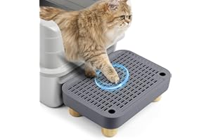 Bartuke Lettiera rialzata per gatti con piedini in legno, pedale filtro per lettiera automatica autopulente, ideale per gattini e gatti anziani (Grigio scuro)
