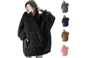RINOZO Hoodie Blanket, Oversized Sherpa Hoodie, Wearable Hoodie Sweatshirt Blanket, Super Soft Warm Comfortable Blanket Hoodie, One Size Fits All Adults Men Women Teens