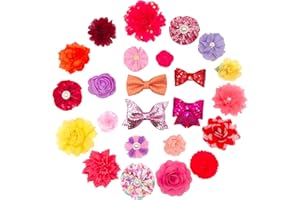 JpGdn 20pcs Dogs Collar Flowers Bows Ties with Rhinestone Pearls Adjustable Collar Charms Bow for Small Medium Puppy Cats Pet Wedding Birthday Festival Collar Grooming Accessories Color Random