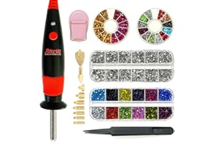 Afantti Hotfix Applicator Setter Bedazzler Tool Wand Kit with | 9 Tips | & | 5000pcs Hot Fix Rhinestones | Hot Fix Rhinestones for Clothes Shoes Hats Cards Fabric Crafts