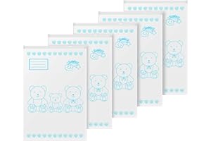 Leenou 12 Bustine Corredino Neonato Sacchetti, Buste Ospedale Cambio Trasparenti con Cursore, per Nascita, Sigillate PE Glassato Borsa Orso, idea regalo 34 * 24 cm