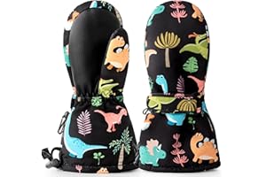 Upenty Rękawice narciarskie dla dzieci, dziecięce rękawice zimowe, wodoszczelne, wiatroszczelne, ciepłe, oddychające, dla dziewczynek i chłopców w wieku 2–10 lat