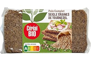 Céréal Bio Pain Complet de Seigle aux Graines de Tournesol Bio - Riche en Fibres - Idéal pour le Petit-Déjeuner - 500g (7 tranches) - 195637