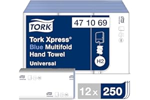 Tork 471069 Serviette à main, Xpress multiples, Packs, bleu (Lot de 3000)