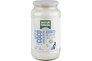 NaturGreen - Aceite de Coco Bio, Virgen Extra, Ideal para Cocinar, Hidrata Piel y Cabello, Ingredientes Naturales, Apto para Veganos - 860ml/ 800g, Pack 2 unidades