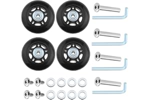 SG Store 2 Ensembles 60x18mm Roues de Bagage avec Clé Axes Valise Roues de Rechange Trolley Case Roues en Caoutchouc Pivot roulettes Kit d'Outils de Réparation