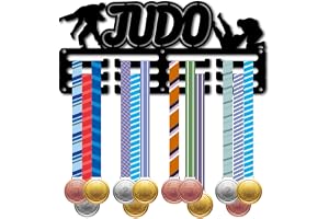 CREATCABIN Judo medaljhållare sportmedaljhängare liten halkfri järnstativ för utmärkelser och band väggmontering 29 x 13 cm