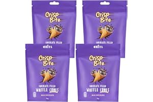 SAMSAM Crisp Bite Chocolate Filled Waffle Cones, Milk Chocolate, 96g, Pack of 4